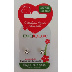 BIOJOUX hipoalerginiai auskarai White Crystal Swarovski  (BJT3050)