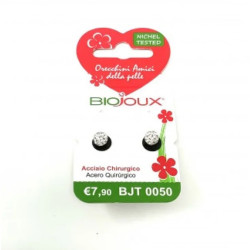 BIOJOUX hipoalerginiai auskarai White Crystal Ball  (BJT0050)