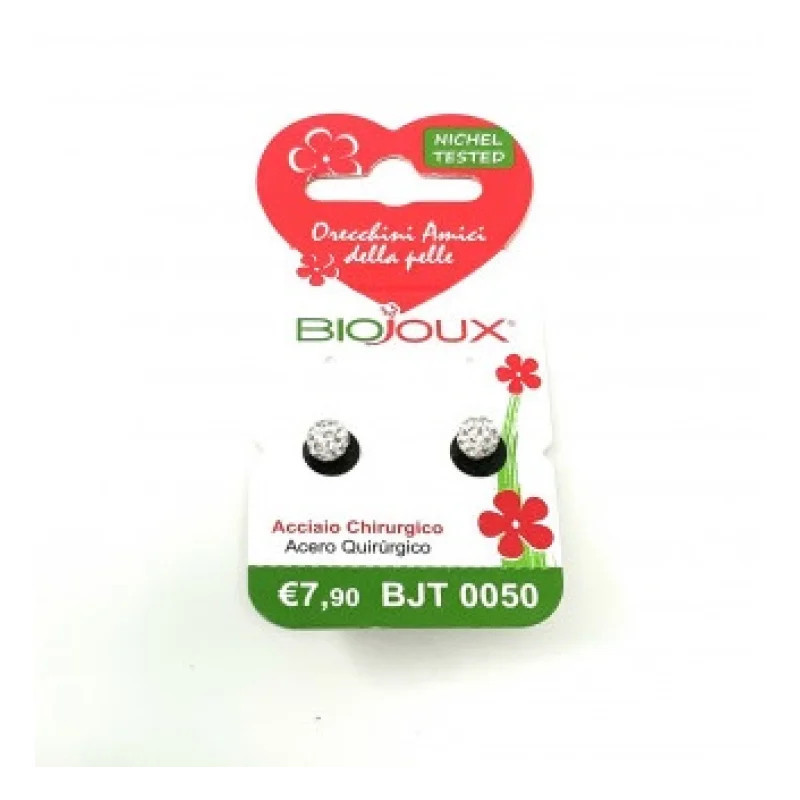 BIOJOUX hipoalerginiai auskarai White Crystal Ball  (BJT0050)