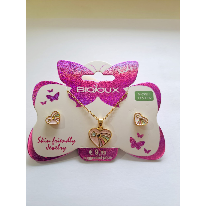 BIOJOUX auskarai + pakabukas  Happy Heart (BJS007)