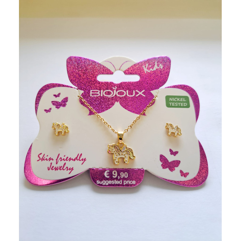 BIOJOUX auskarai + pakabukas  Flying Unicom (BJS010)