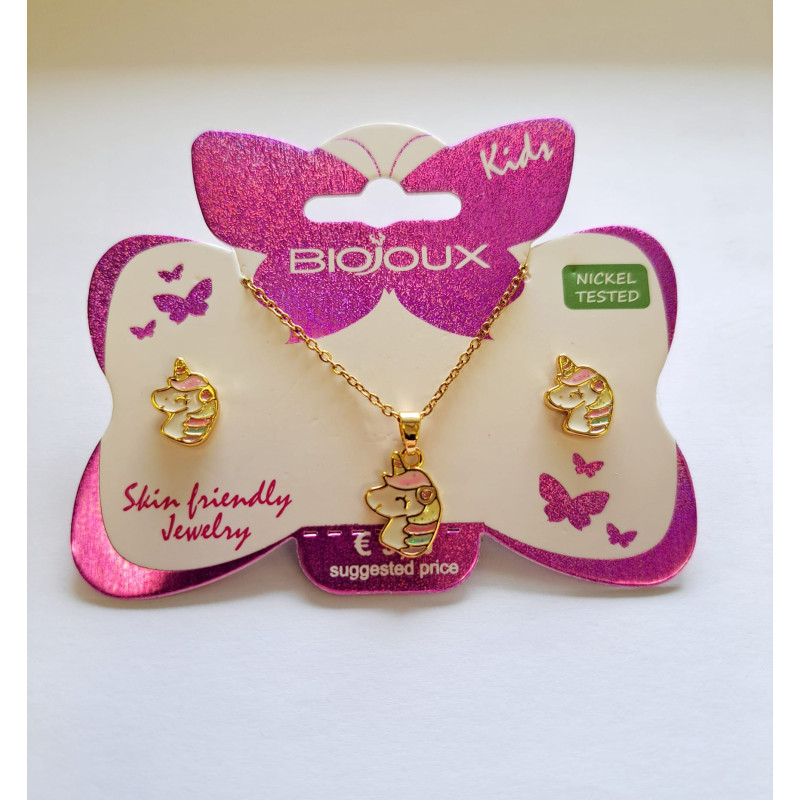 kopija iš BIOJOUX auskarai + pakabukas  Smiling Unicom (BJS008)