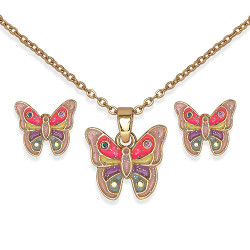 BIOJOUX auskarai + pakabukas  Pink Butterfly (BJS009)