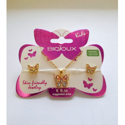 BIOJOUX auskarai + pakabukas  Pink Butterfly (BJS009)