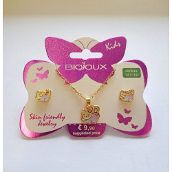 BIOJOUX auskarai + pakabukas  Sleepy Kitty (BJS001)