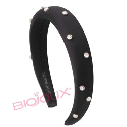 BIOJOUX plaukų lankelis  Black with crystals 2,5 cm  (BJH028)