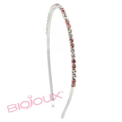 BIOJOUX plaukų lankelis Pink/White Crystal 0,5 cm (BJH022)