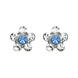 Inverness Med 119 hipoalerginiai auskarai Flower Crystal/Sapphire