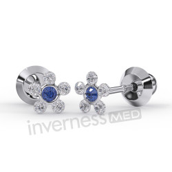 Inverness Med 119 hipoalerginiai auskarai Flower Crystal/Sapphire