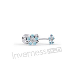 Inverness Med 117C hipoalerginiai auskarai Flower Acqua/Crystal
