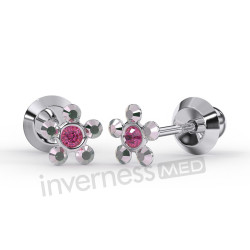 Inverness Med 120 hipoalerginiai auskarai Flower Crystal/Rose