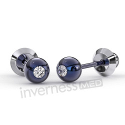 Inverness Med 530  hipoalerginiai auskarai Blue Anodized Ball with Crystal